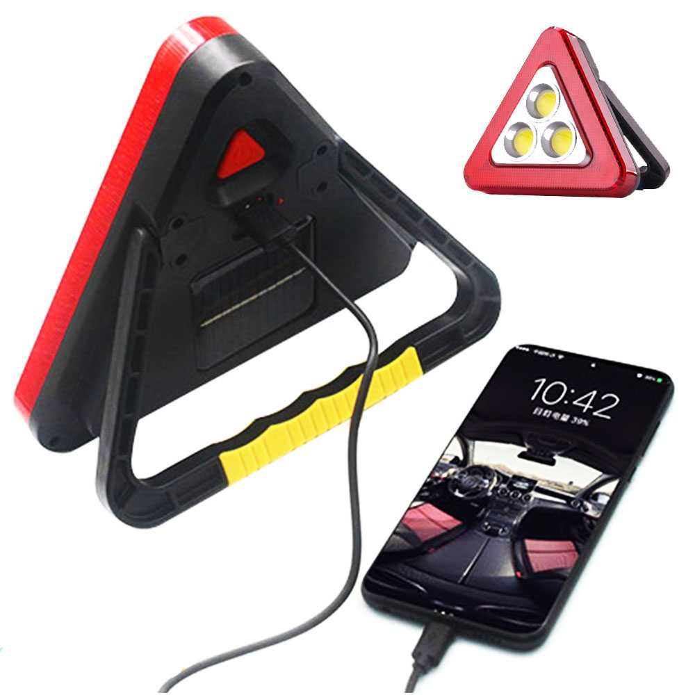 LED авариен триъгълник, акумулаторен лед прожектор, зареждане USB