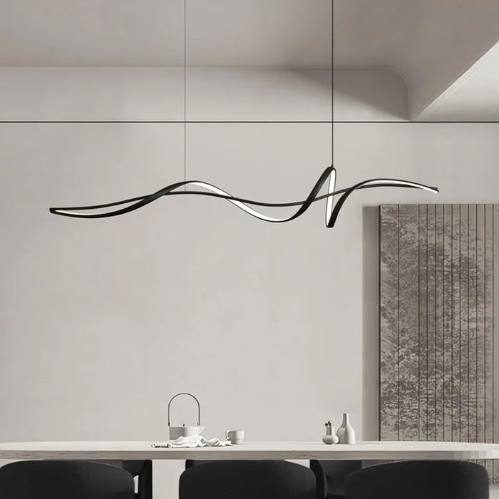 Черна LED висяща лампа за трапезария, висяща, димируема с дистанционно