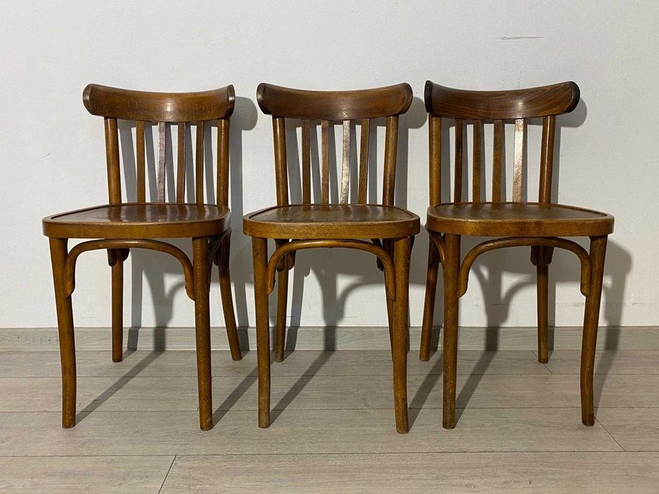 3 Buc. Scaun Vintage stil Thonet; Scaun Lemn Masiv