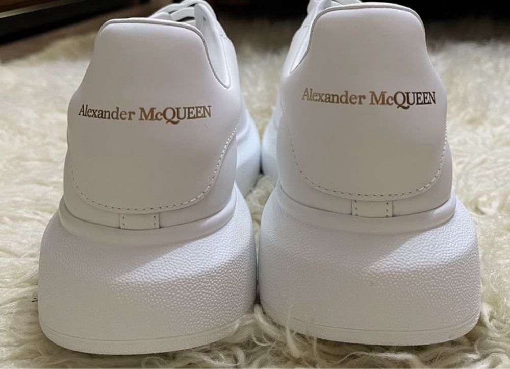 Adidasi Sneakers piele naturala Alexander McQueen full alb / white