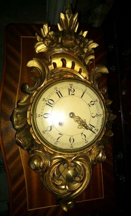 Ceas de perete Rococo lemn masiv sculptat