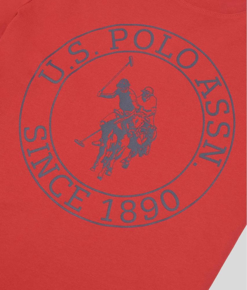 Тениска U.S. Polo ASSN. - Circle Print - in Bright White/ Haute Red