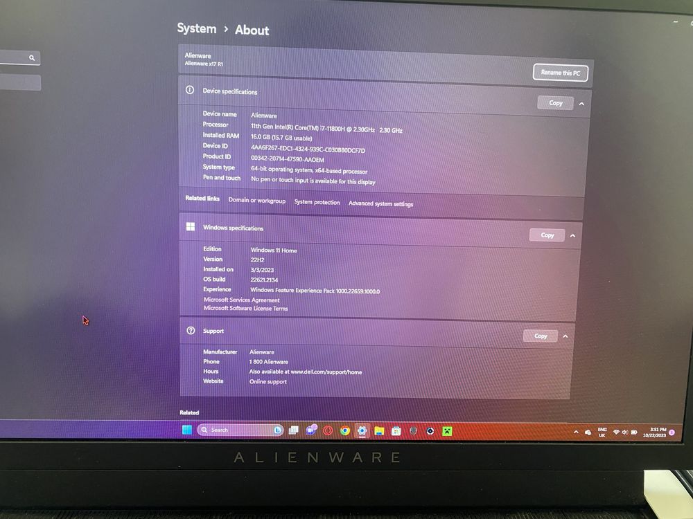 Laptop Alienware X17 R1