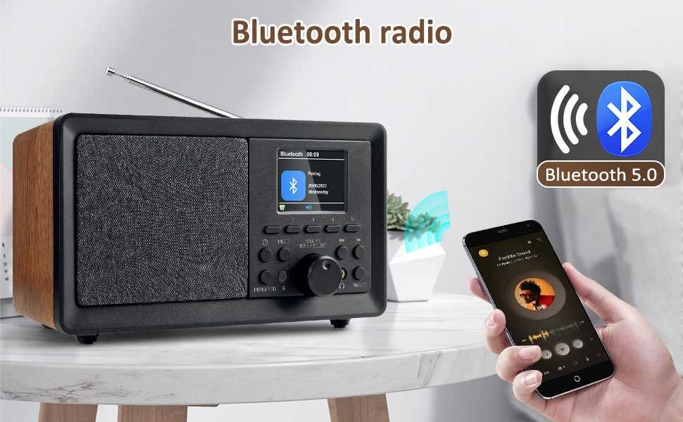 DAB+ и FM цифрово радио с Bluetooth от BIAOQINBO цветен дисплей