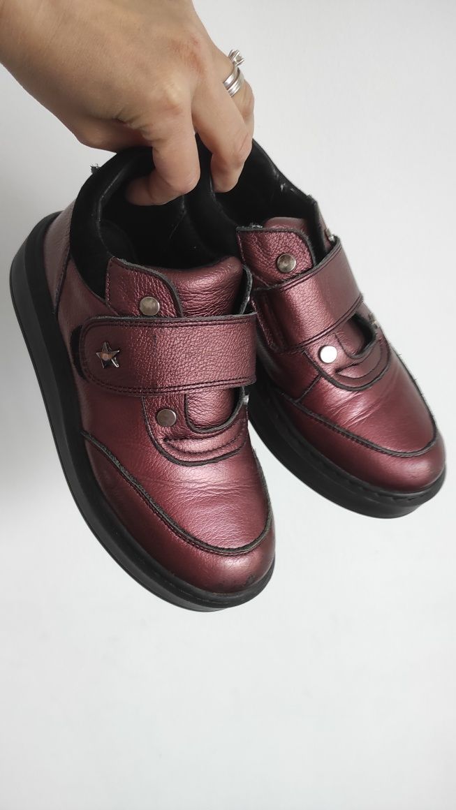 Pantofi Marelbo piele naturala, culoare bordo, mărime 32