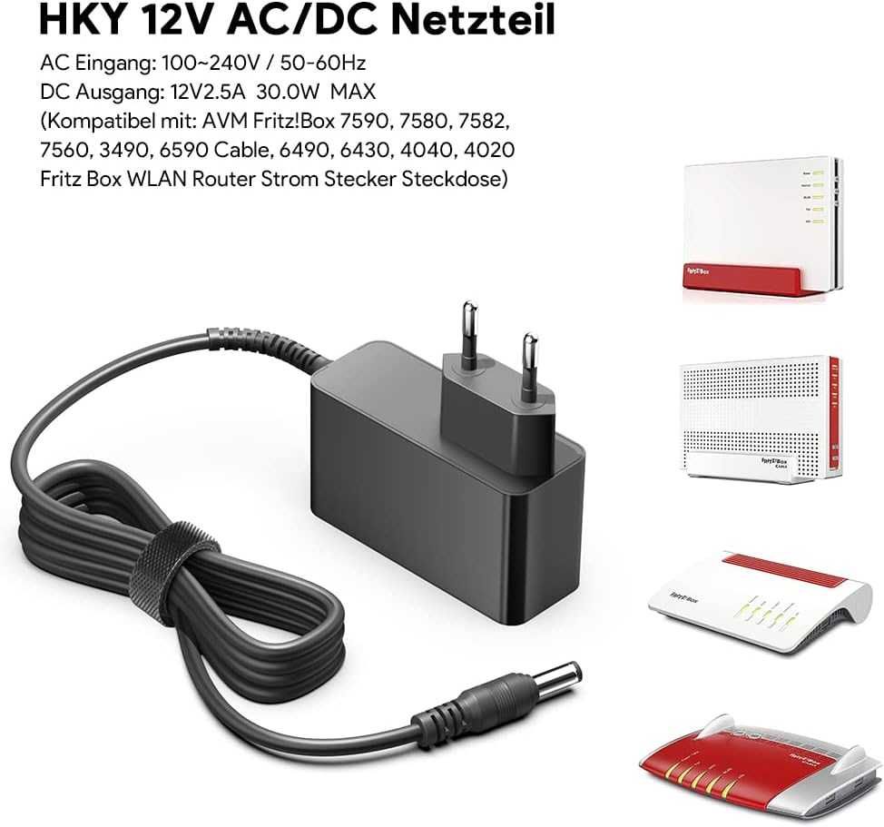 Adaptor HKY 12V AC DC AVM FritzBox Router WLAN Umec Mini PC