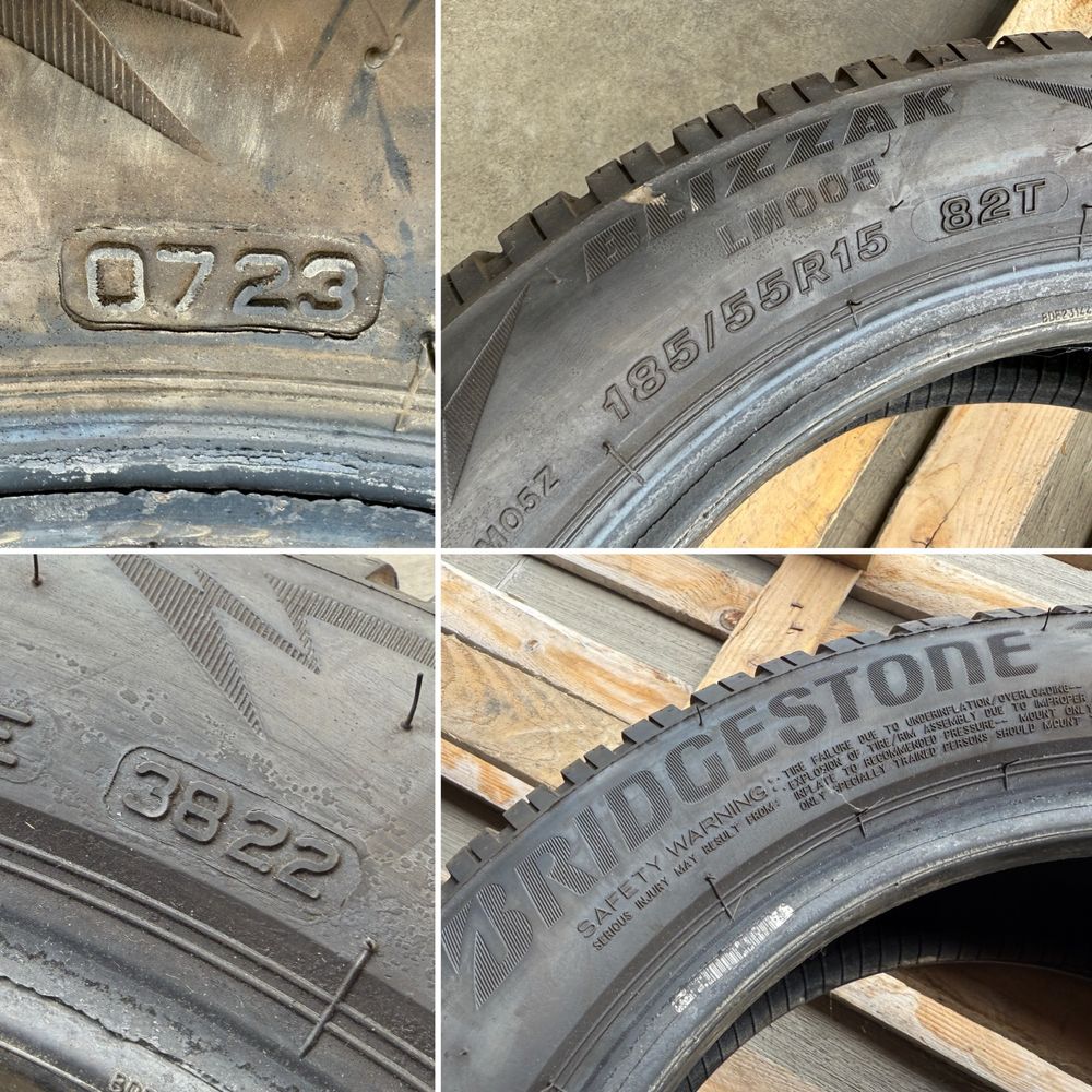 4бр. Отлични Зимни Гуми 185/55R/15 -BRIDGESTONE- DOT:0723- 6.9мм+5.7мм