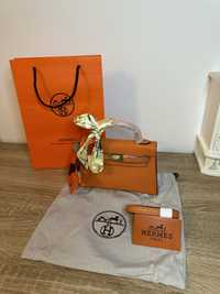 Geanta Hermes Kelly 19cm Portocaliu Piele naturala/Punga Hermes