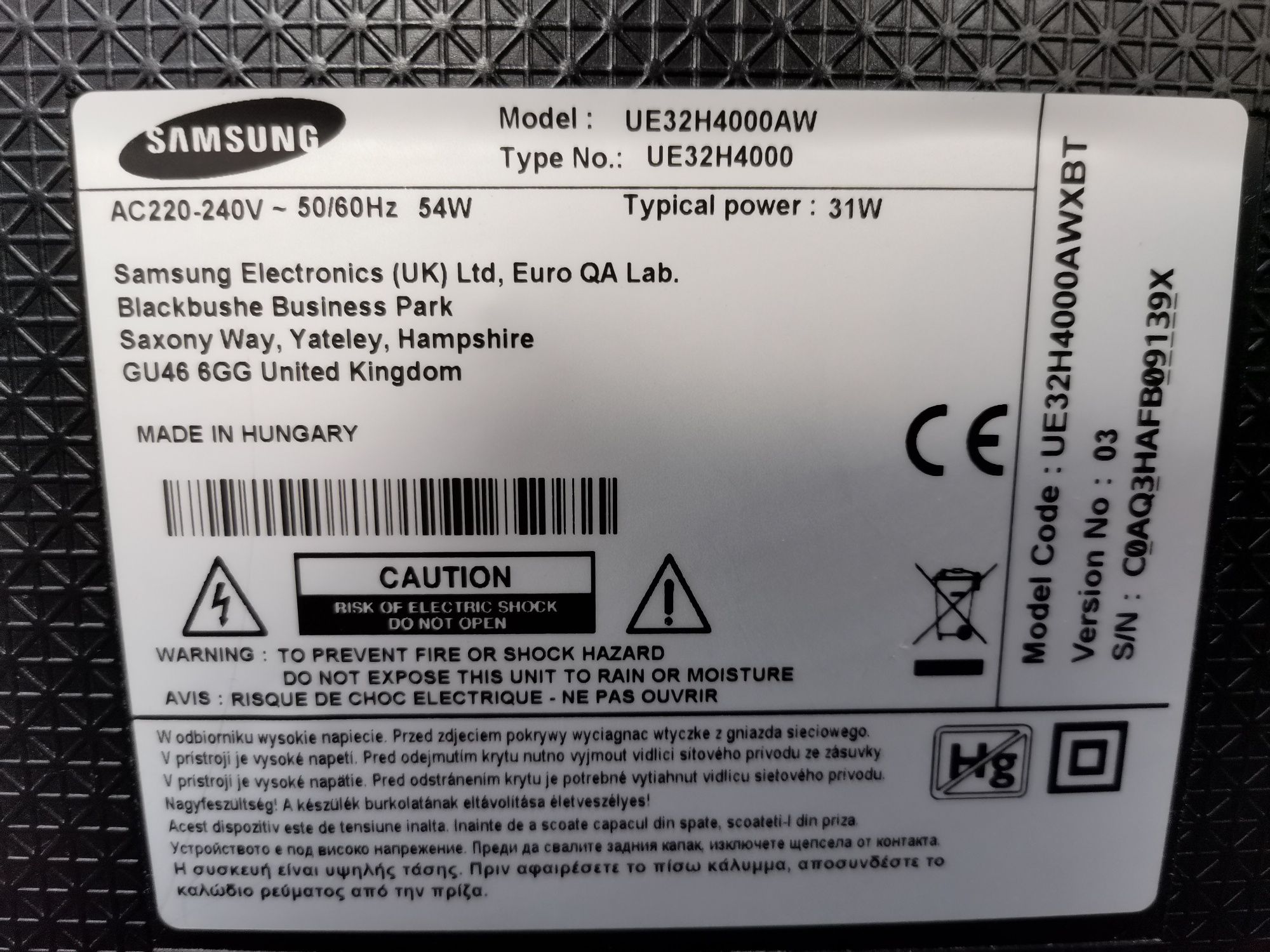 Samsung ue32H4000aw, за части
