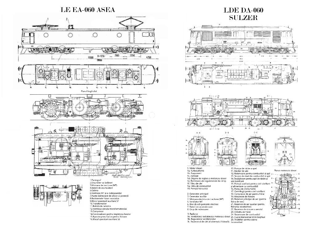 Tablou locomotive CFR EA-060 DA-060 planuri mecanice