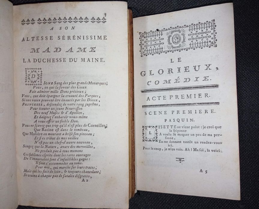 Carti vechi secol 18 Oeuvres Destouches legate in piele, de colectie