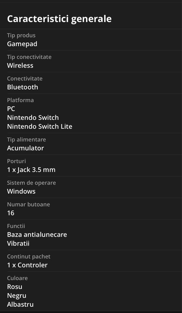Controller / Maneta Nintendo Switch / PC, Bluetooth