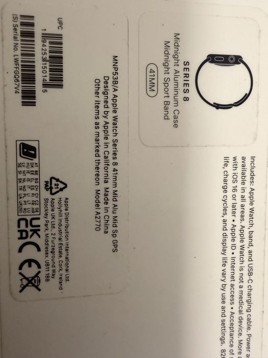 Apple watch series 8 41mm silver / midnight gps nou sigilat