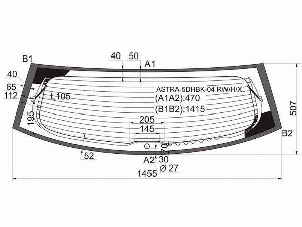 Стекло заднее с обогревом Opel Astra
