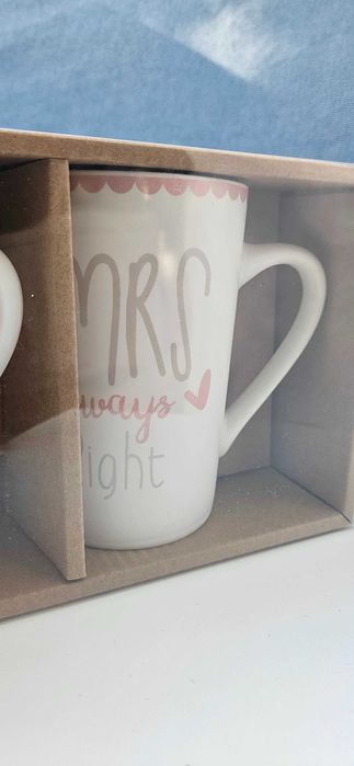 Set  pt cadou, cani cu mesaj mr right si mrs always right, 350 ml, Alb