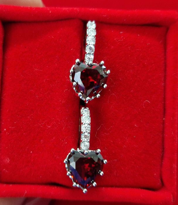 GP76, cercei placati cu aur alb 18k,incuietoare sigura,zirconiu inima