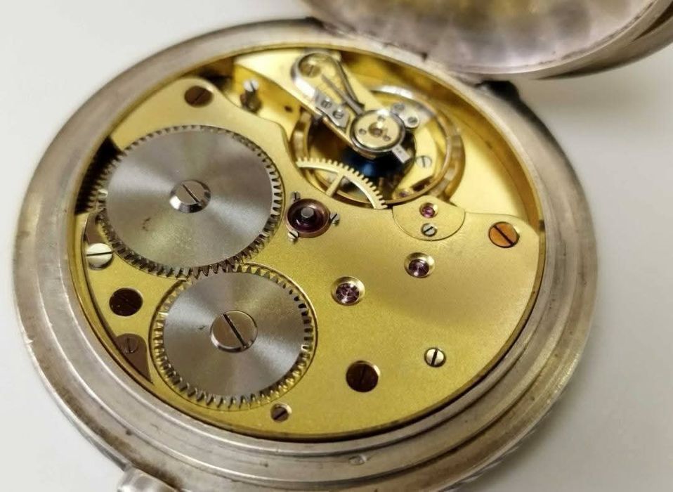 Ceas de buzunar din argint de 800 "Niello", Elvetian, JANUS