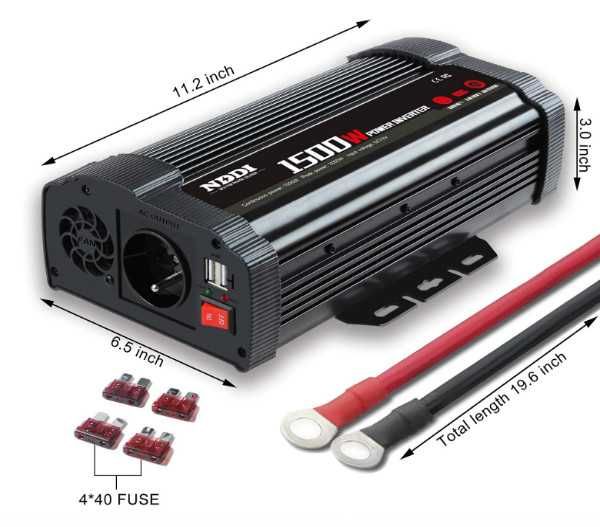 Инвертор NDDI POWER 1500 W преобразувател на напрежение 12 V към 230 V