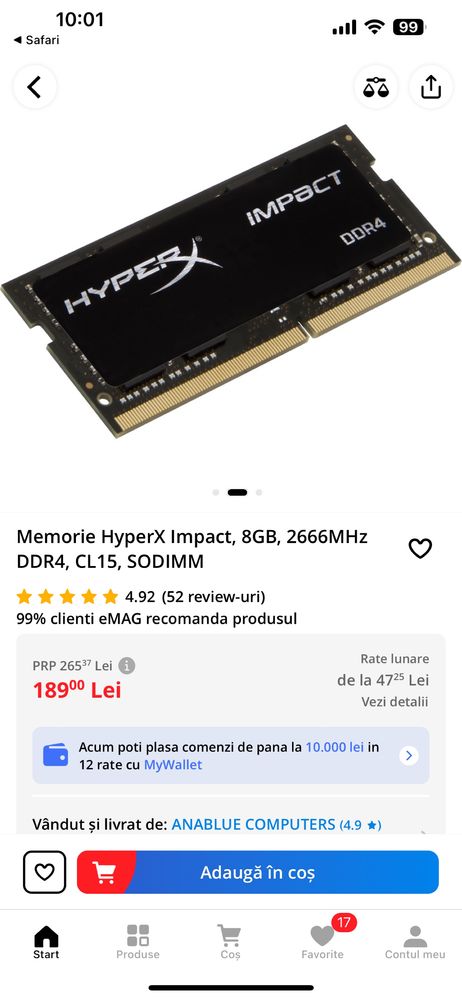 Vand 8GB RAM DDR4 Laptop , sigilati