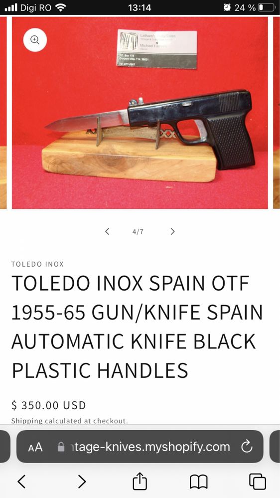 Briceag,cutit vechi automat tip pistol Toledo Inox