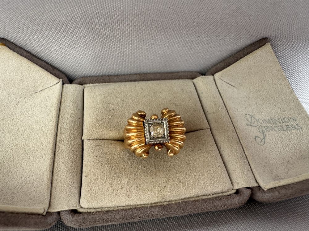 Inel model tank din aur si diamant 0,25 ct
