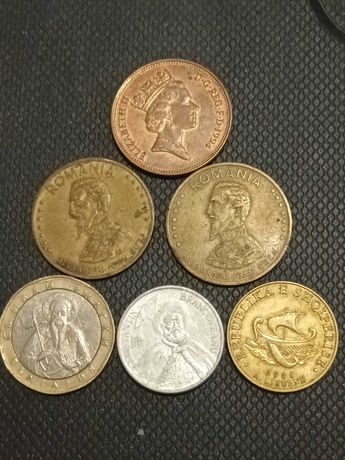 Monede de 50 lei, 1000 lei, 20 like, 1 leva, 2 pence