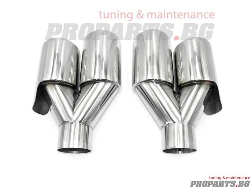 Двойни хромирани ауспухови накрайници 60 мм вход / 2 x 89 мм изход