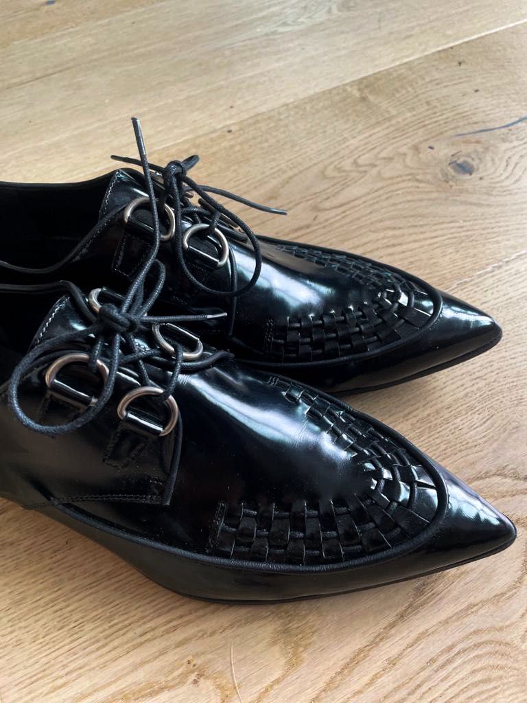 Woven-toe Polished Leather Derby Shoes Burberry