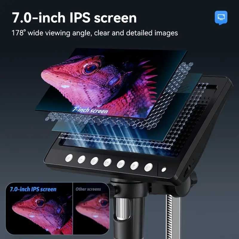 Дигитален Цифров микроскоп 50Х 1200Х Екран 7 инчов HD IPS със светлини