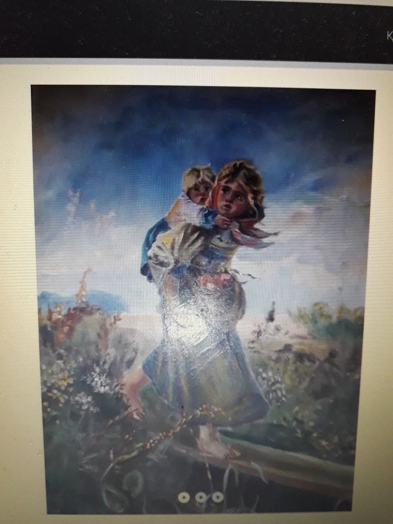 Картина маслом "Дети , бегущие от грозы"