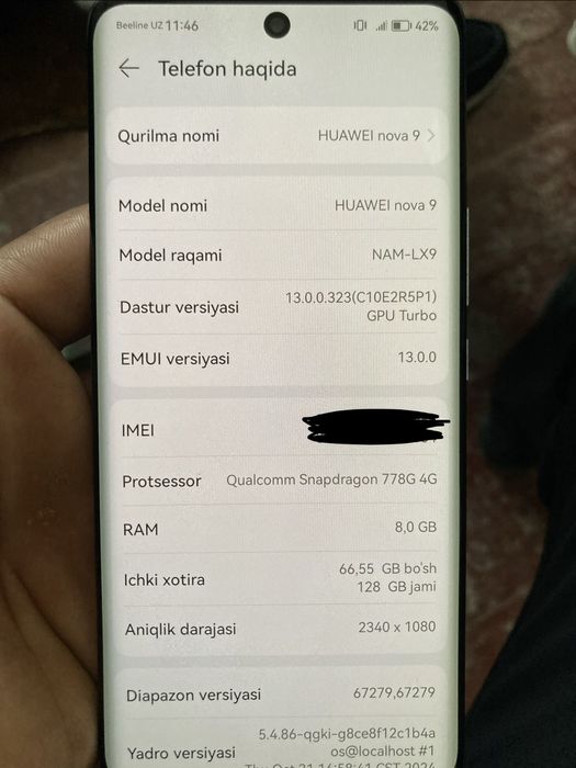 Huawei nova 9 sastiana juda zoʻr garantia berilad