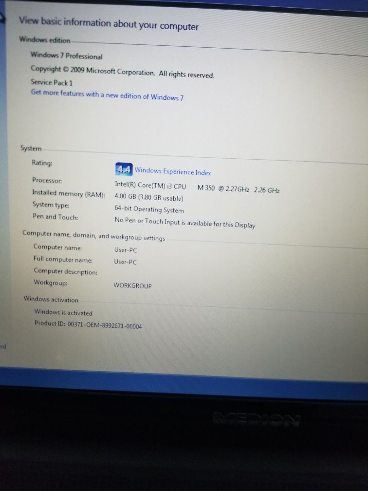 Medion Akoya i3 Windows 7 Professional