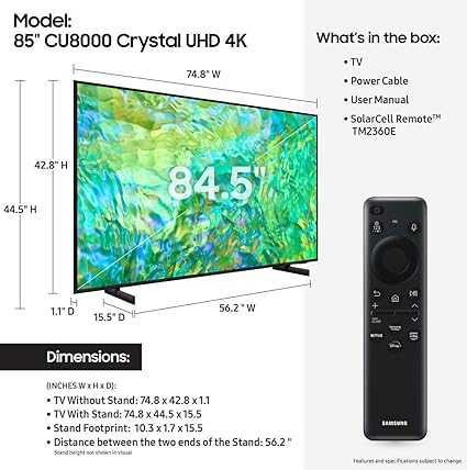 Телевизор  SAMSUNG 85* CU8000 Crystal UHD 4K серии*