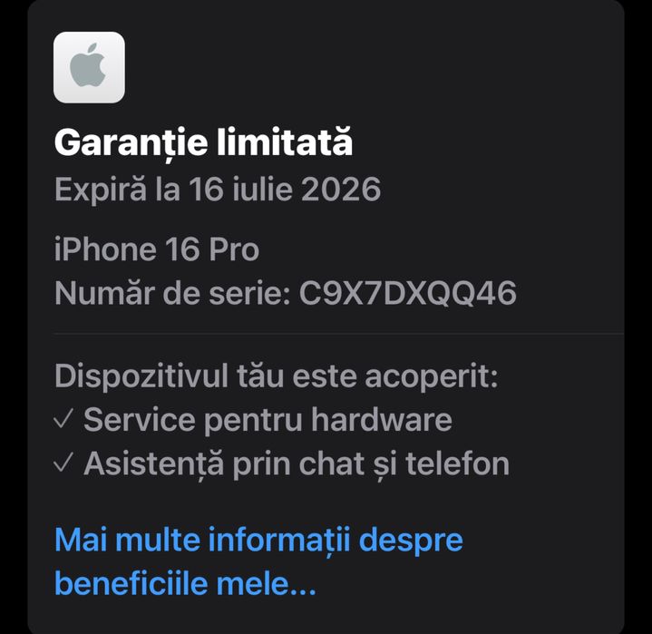 Iphone 16pro, ca nou, 100% baterie
