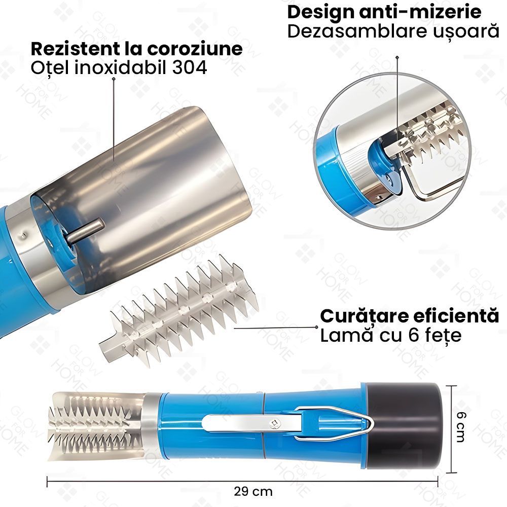Aparat electric de curatat solzi de peste, Lame din inox