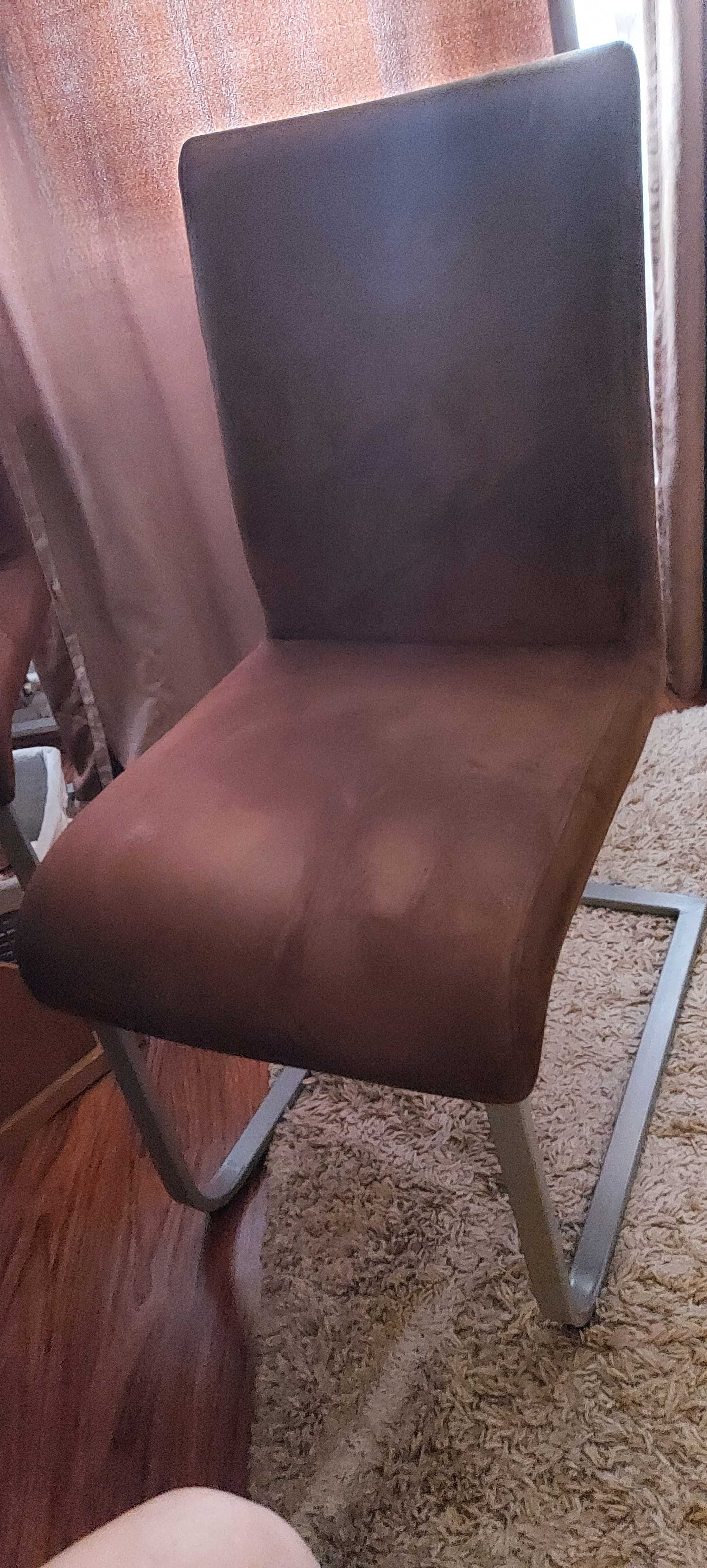 scaune din imitatie de piele intoarsa   maron dining