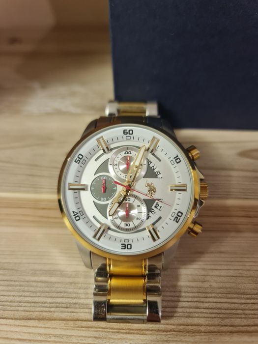 S. Polo Assn., Часовник с иноксова верижка, Сребрист/Златист