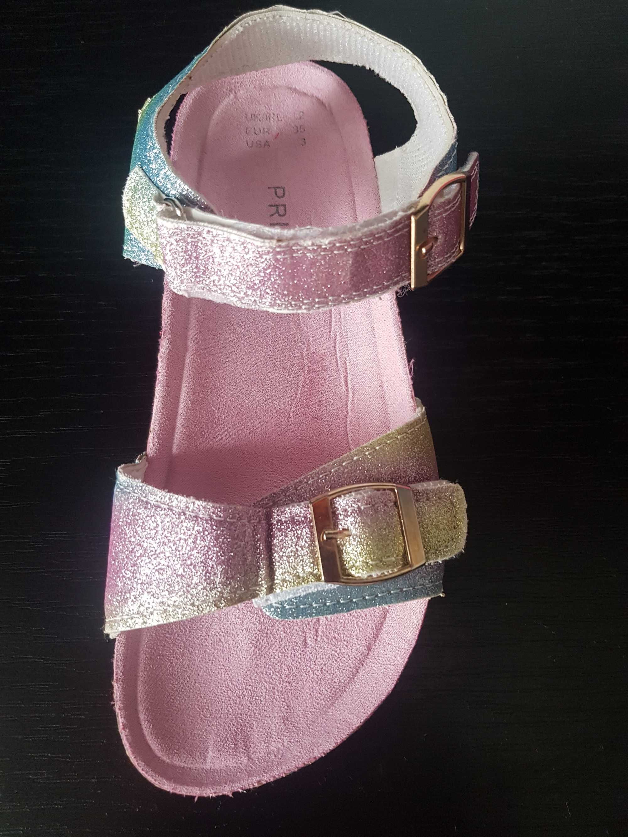 Sandale colorate cu sclipici 35 (20,5 cm)
