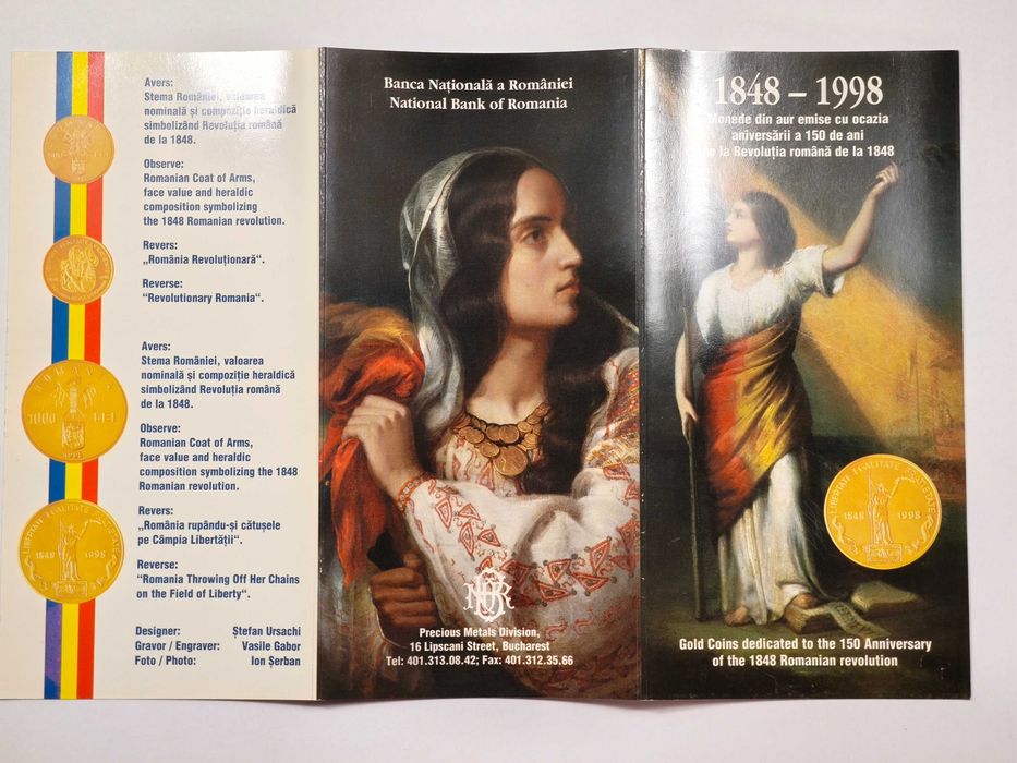 Set monede aur BNR - 150 de ani de la Revoluţia Română de la 1848
