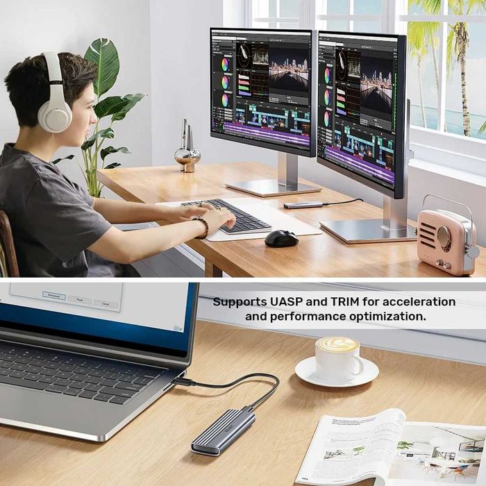 USB Външна кутия за SSD M.2 NVMe 10Gbps USB 3.1 Type-C/A + Гаранция