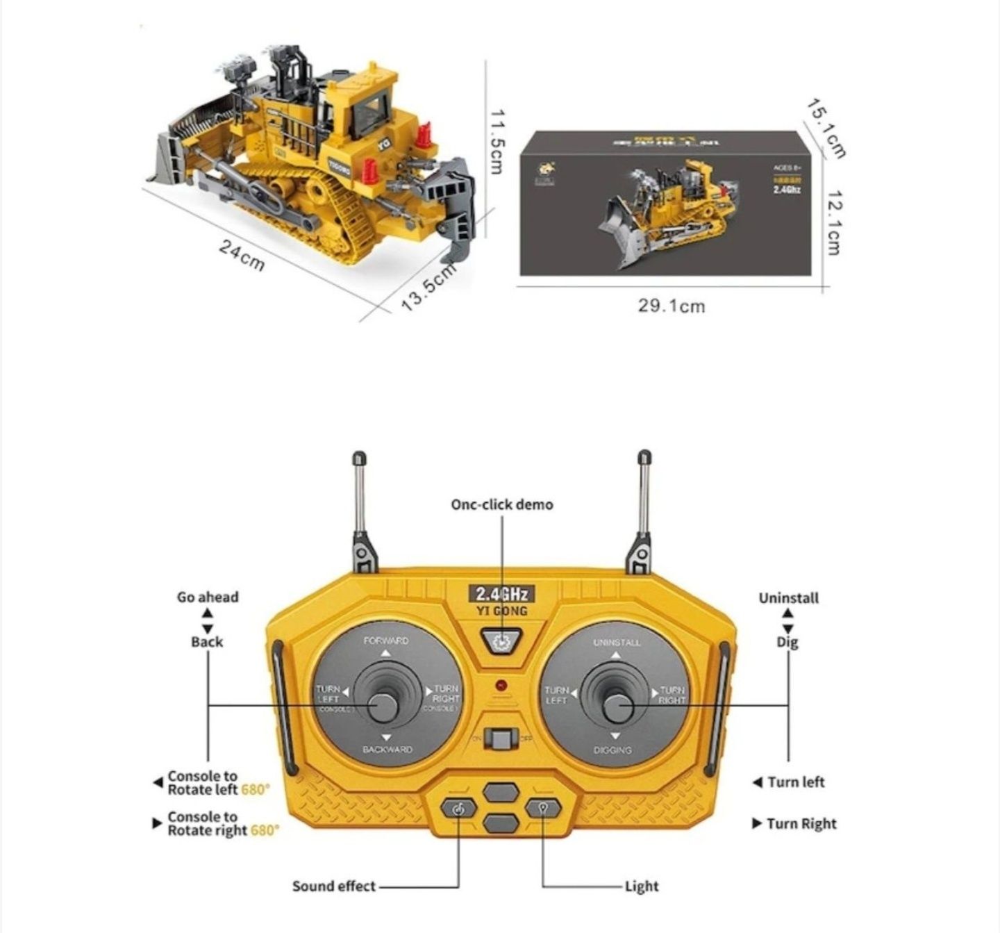 RC БУЛДОЗЕР играчка 1:20 2.4GHz IИграчка с дистанционно управление