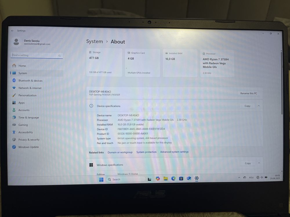 VAND URGENT Laptop Gaming FX505DT Negociabil.