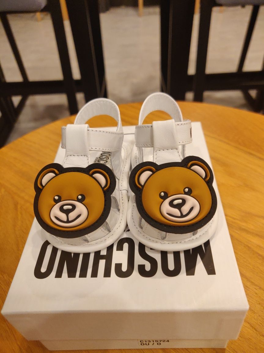 Moschino Kids Teddy Bear Leather Sandals