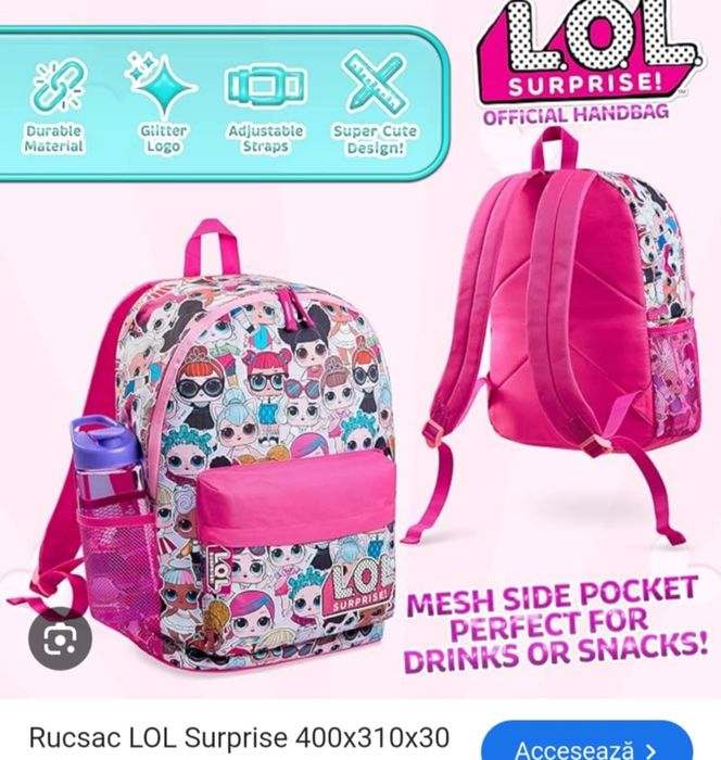 Rucsac fete LoL roz