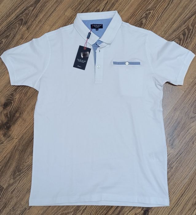 Tricou alb polo barbati NOU