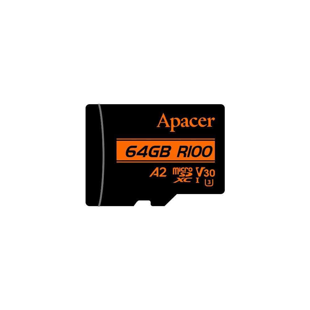 Apacer microSDXC 64GB UHS-I U3 V30 A2, Adapter - AP64GMCSX10U8-R