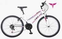 Bicicleta MTB copii TEC Eros, culoare alb/roz/mov, roata 24", cadru di