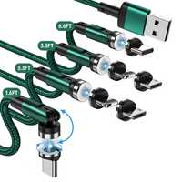 Set 4 cabluri de încărcare USB cu cap rotativ, detașabil, magnetic