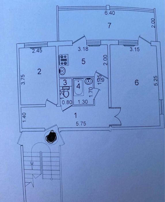 Сергелинский р-н Куйлюк массив 5 2/2/5 франция 58м2 балкон 2х6