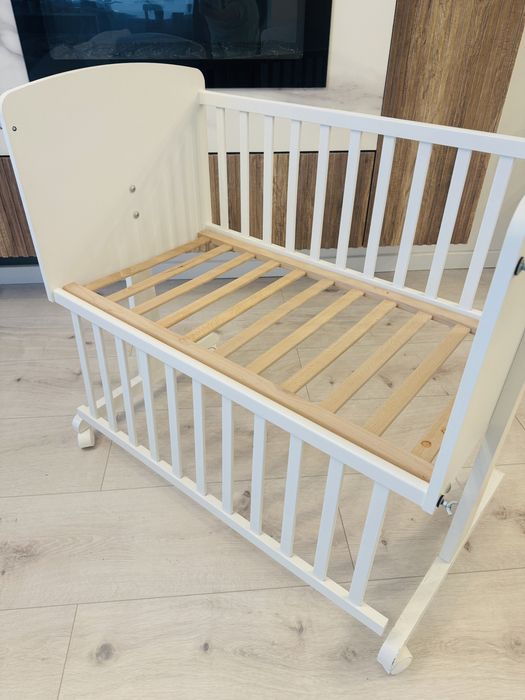 Pătuț co-sleeping alb + saltea cocos + lenjerie + set plapumă & pernă